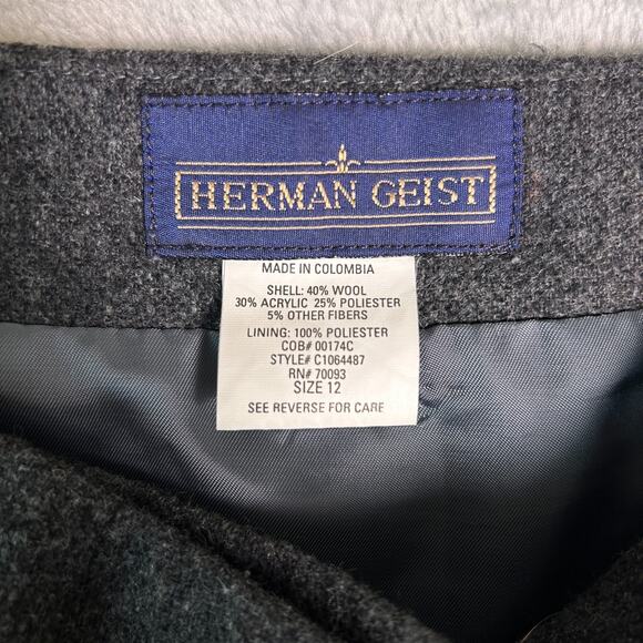 Vintage Herman Giest Wool Wrap Skirt Womens 12 Gray Preppy Dark Academia Scholar - Picture 3 of 6